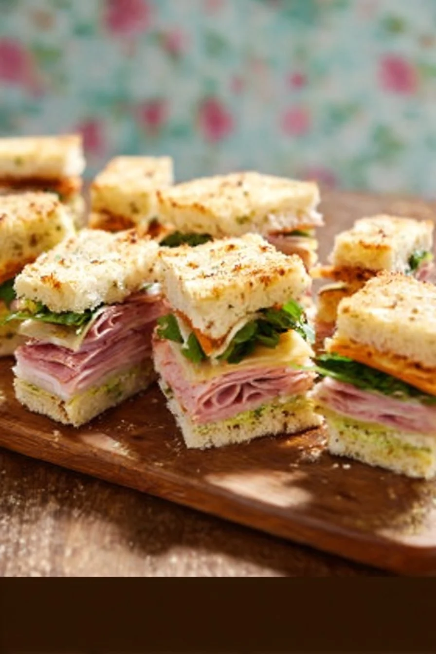 Mini focaccia Italian sandwiches served with Lambrusco wine