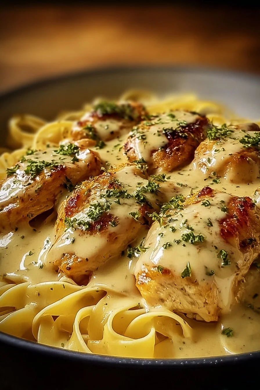 One-Pan Chicken with Buttered Noodles dish, featuring tender chicken and noodles.