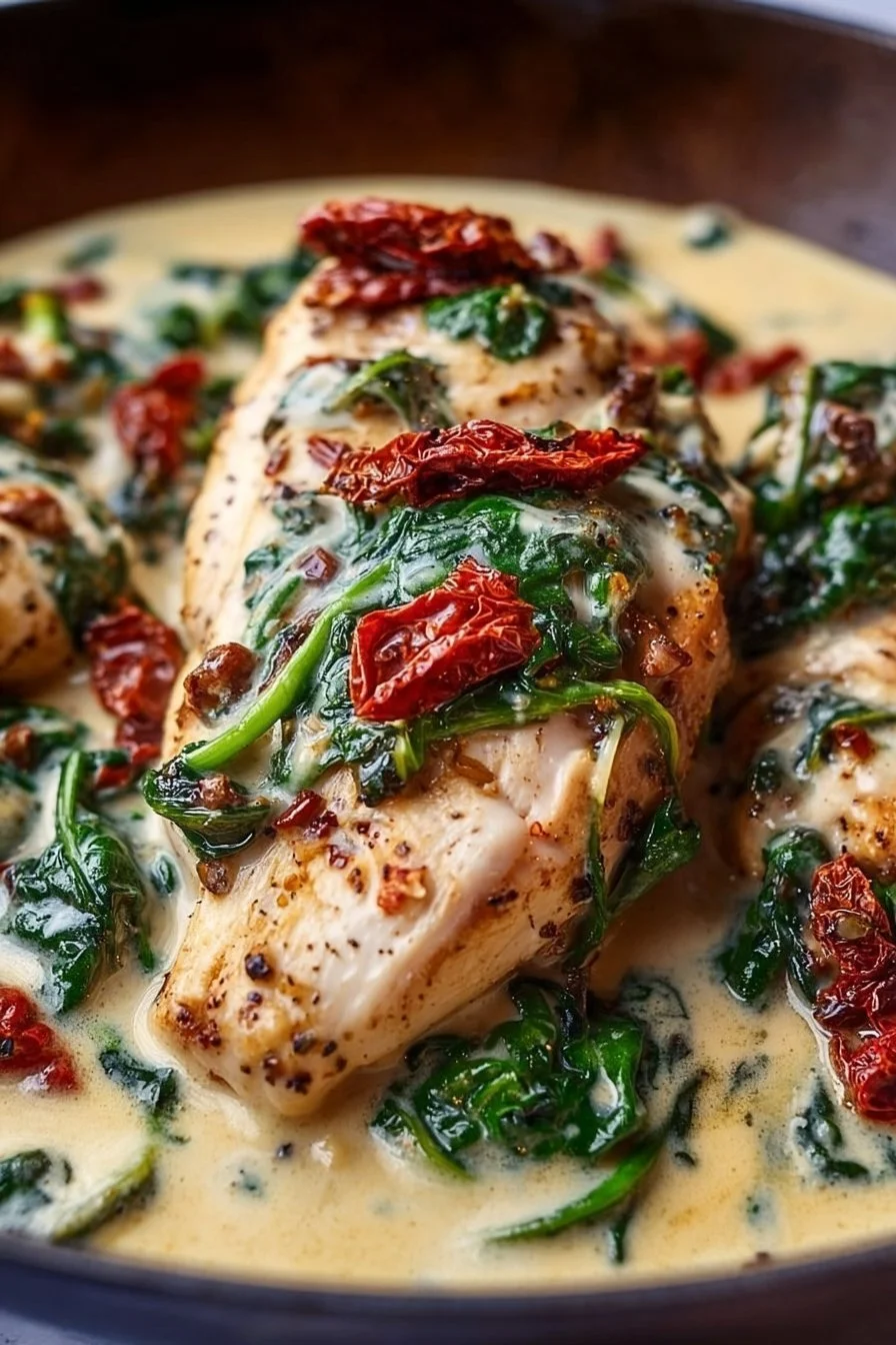 One Pan Marry Me Chicken served with herbs and vegetables