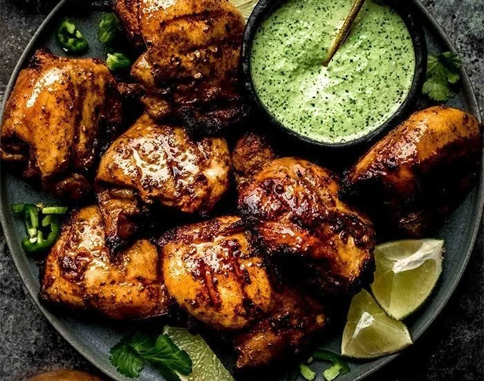 Peruvian Grilled Chicken with Creamy Green Sauce