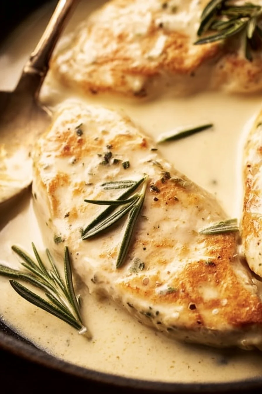 Rosemary Dijon Chicken 4 Delicious Rosemary Dijon Chicken served on a plate with herbs and vegetables.