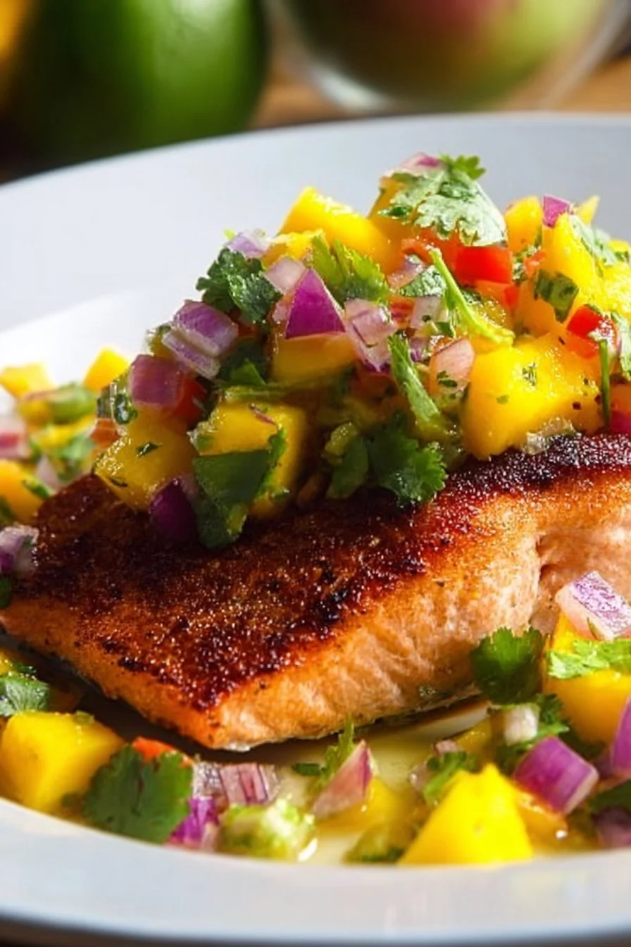 Salmon Bowl with Coconut Rice and Mango Salsa