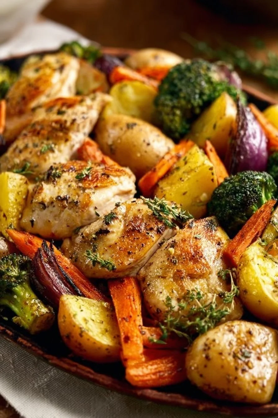 Sheet pan lemon herb chicken with roasted vegetables