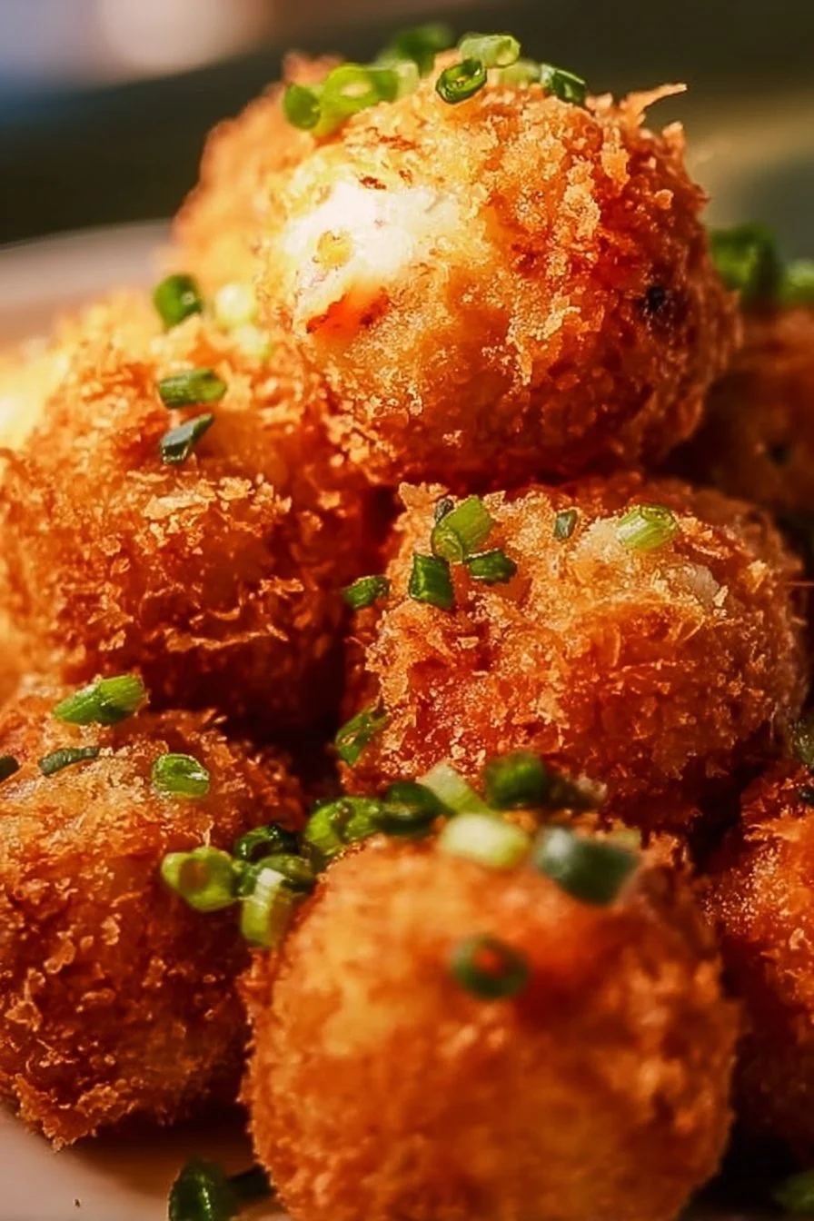 Delicious homemade shrimp balls served as appetizers.