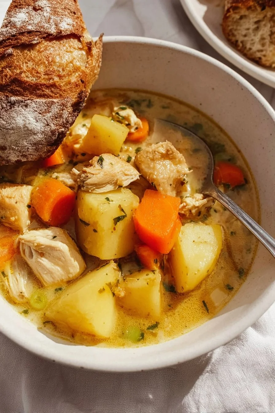 Delicious slow cooker chicken stew with tender chicken and fresh vegetables