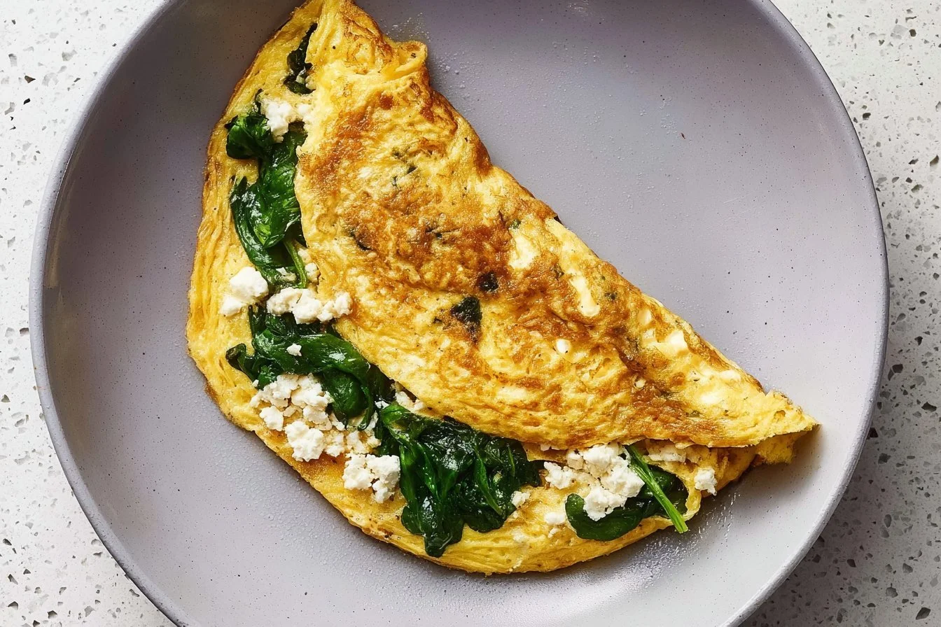 15 Minute Spinach and Feta Omelet