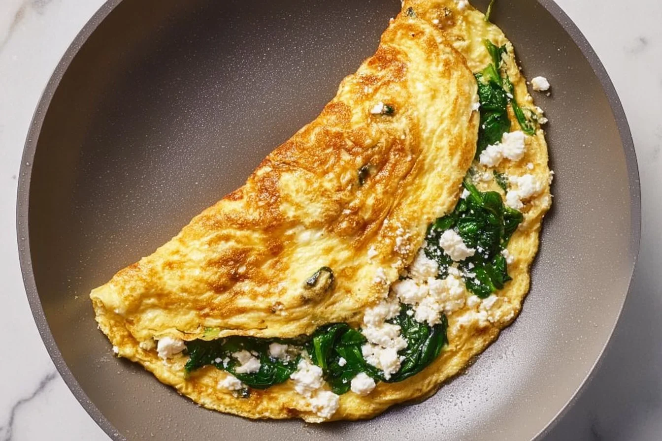 15 Minute Spinach and Feta Omelet 4 Delicious spinach feta omelet served on a plate