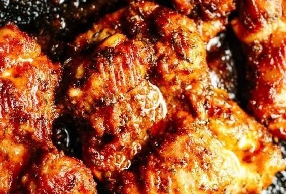 30-minute oven-baked boneless skinless chicken thighs served on a plate