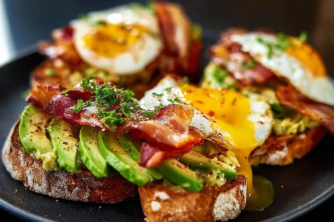 Avocado Bacon and Egg Toasts 5 Delicious Avocado Bacon and Egg Toast topped with fresh ingredients