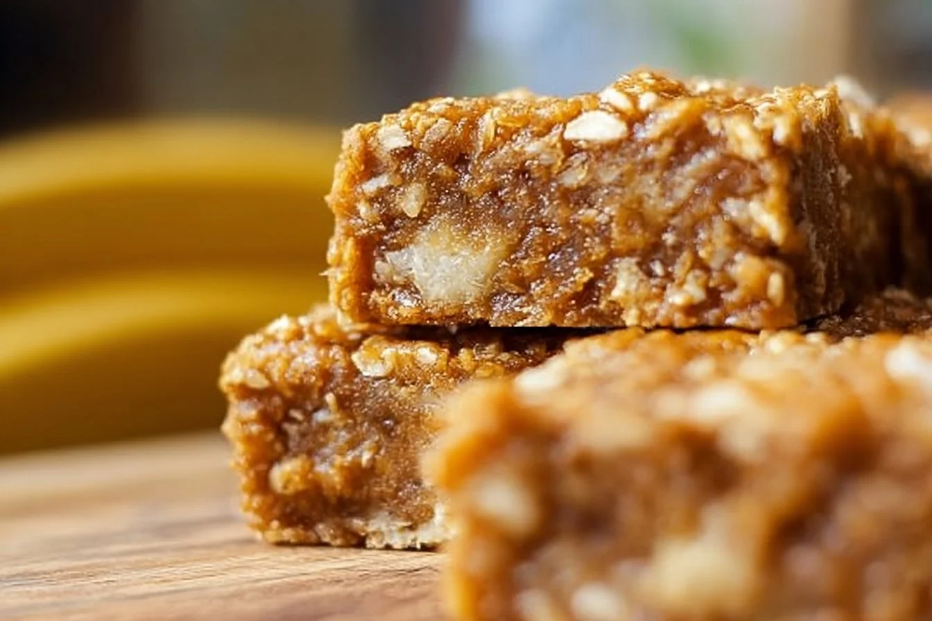Delicious Banana Oatmeal Bars made with ripe bananas and oats.