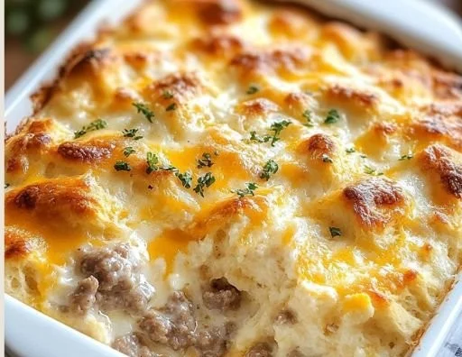 Biscuits and Gravy Breakfast Casserole