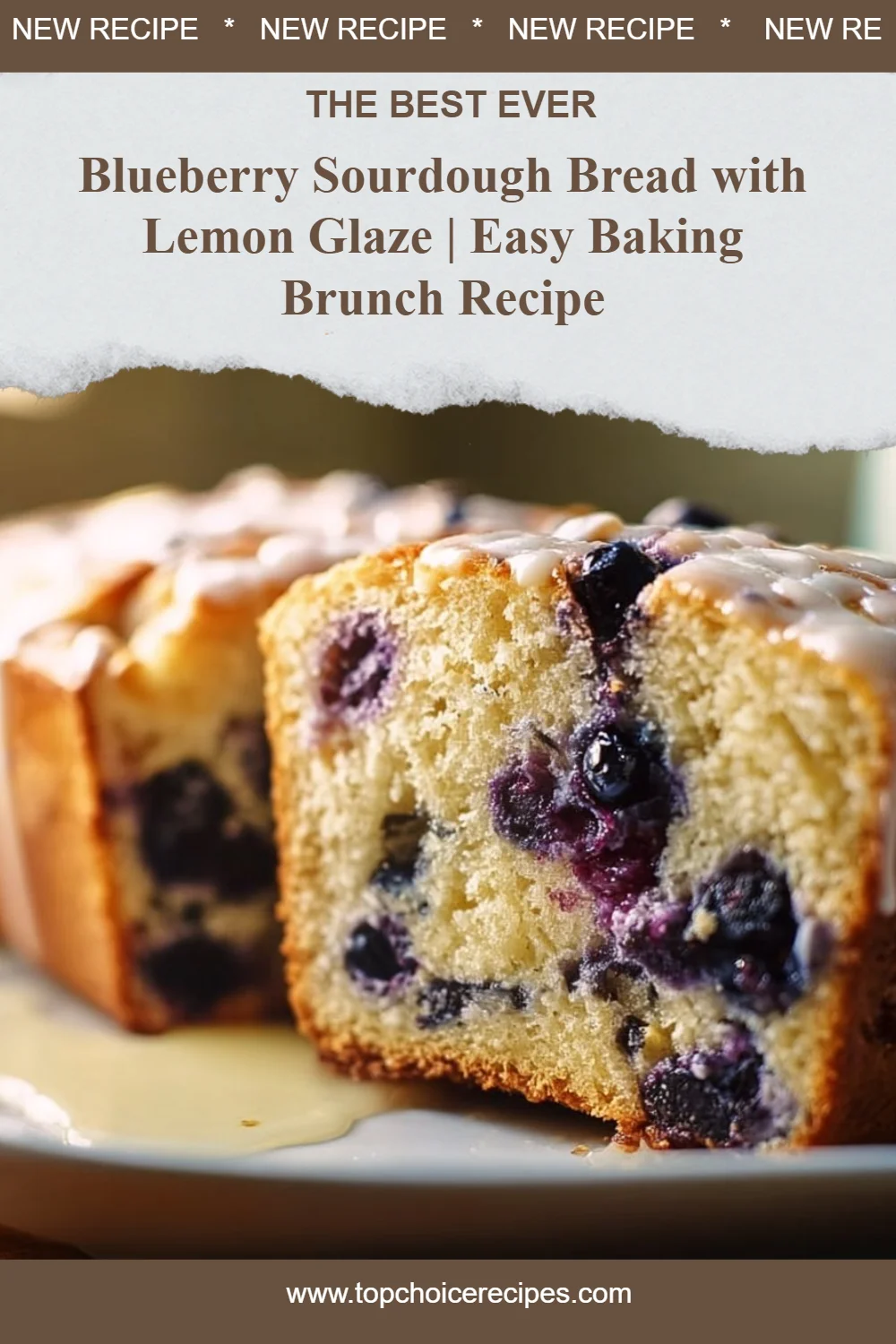 Blueberry Sourdough Bread with Lemon Glaze