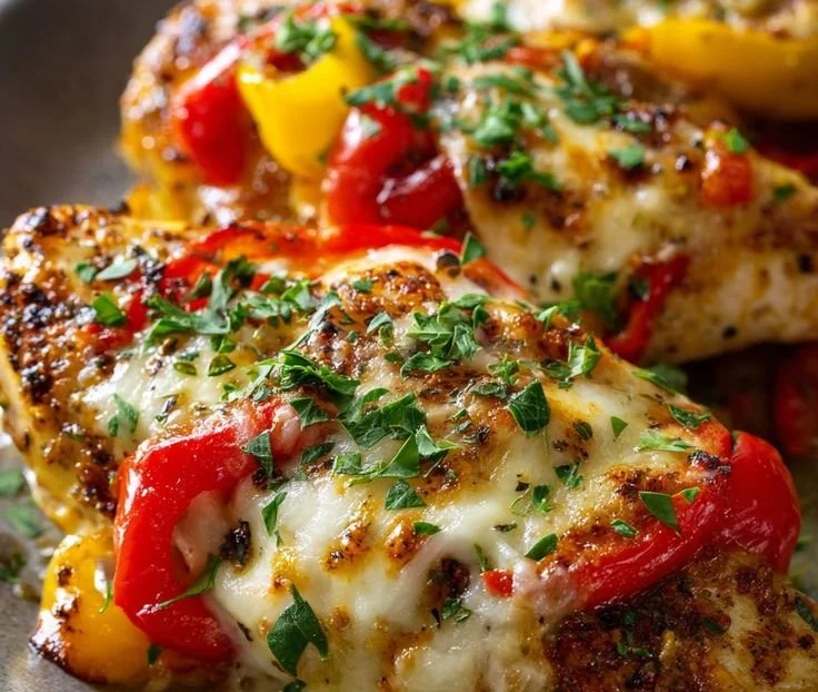 Cheesy Baked Chicken Breast and Peppers 5 Cheesy Baked Chicken Breast and Peppers