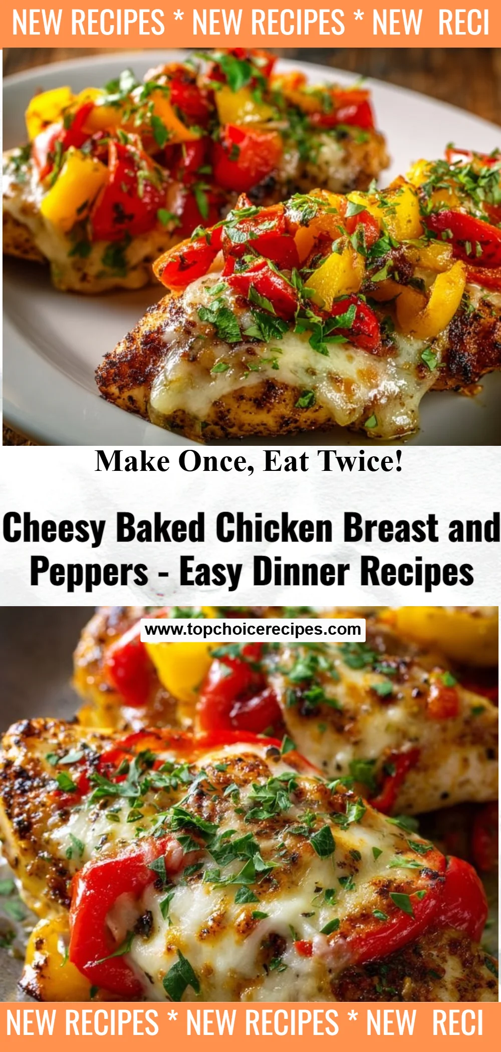 Cheesy Baked Chicken Breast and Peppers 6 Cheesy Baked Chicken Breast and Peppers