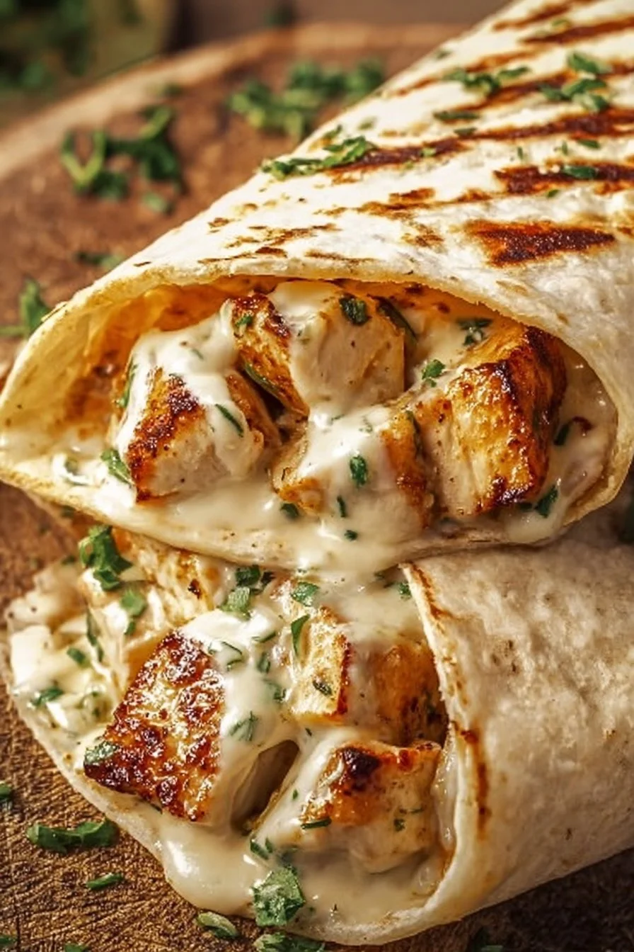 Cheesy Garlic Chicken Wraps
