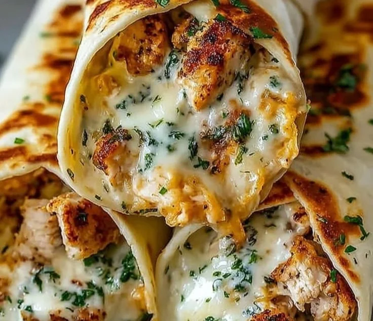 Cheesy Garlic Chicken Wraps
