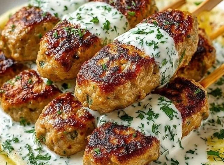 Chicken Kofta with Garlic Yogurt Sauce 6 Chicken Kofta with Garlic Yogurt Sauce