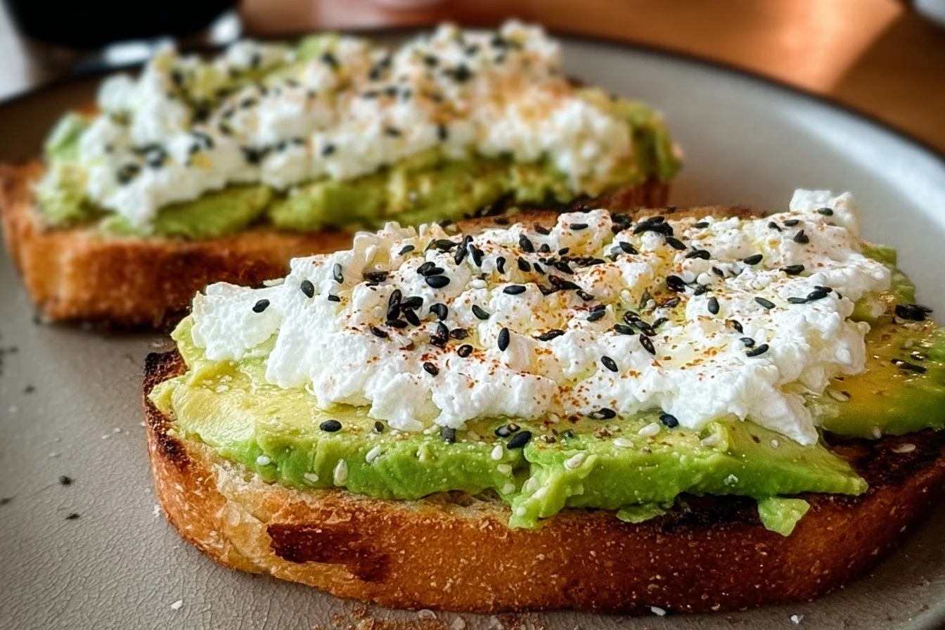 Cottage Cheese Avocado Toast 5 Delicious cottage cheese avocado toast topped with herbs and spices