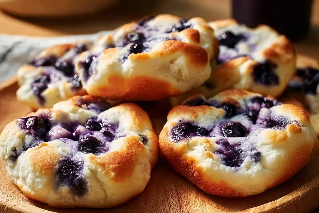 Cottage Cheese Blueberry Cloud Bread 3 Fluffy cottage cheese blueberry cloud bread served on a plate