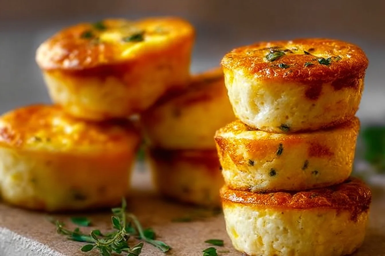 Delicious cottage cheese egg bites served on a plate with herbs