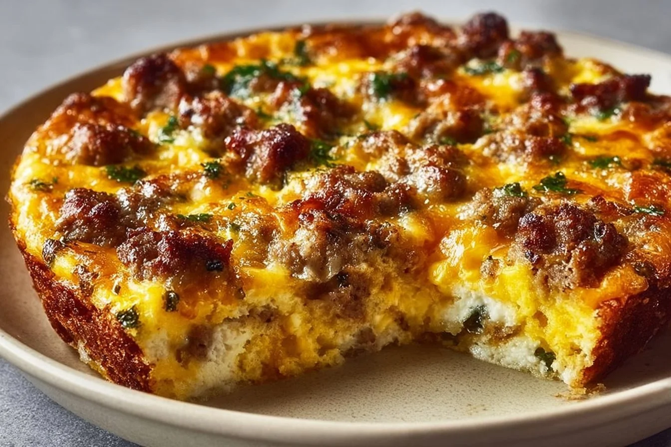 Delicious Crack Breakfast Casserole served in a dish with toppings