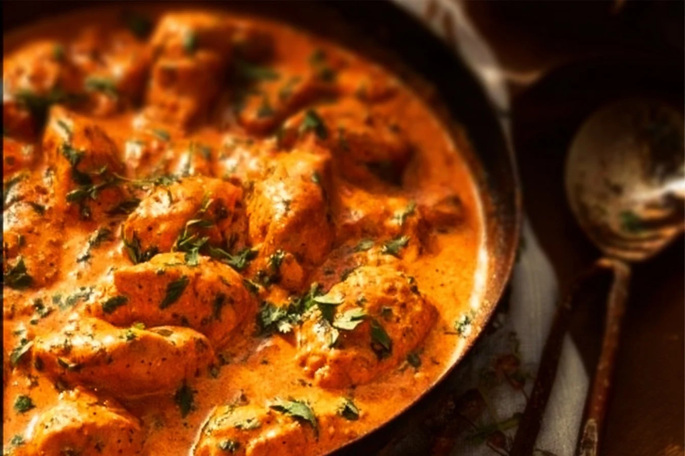Creamy Chicken Paprikash served in a bowl with herbs and spices