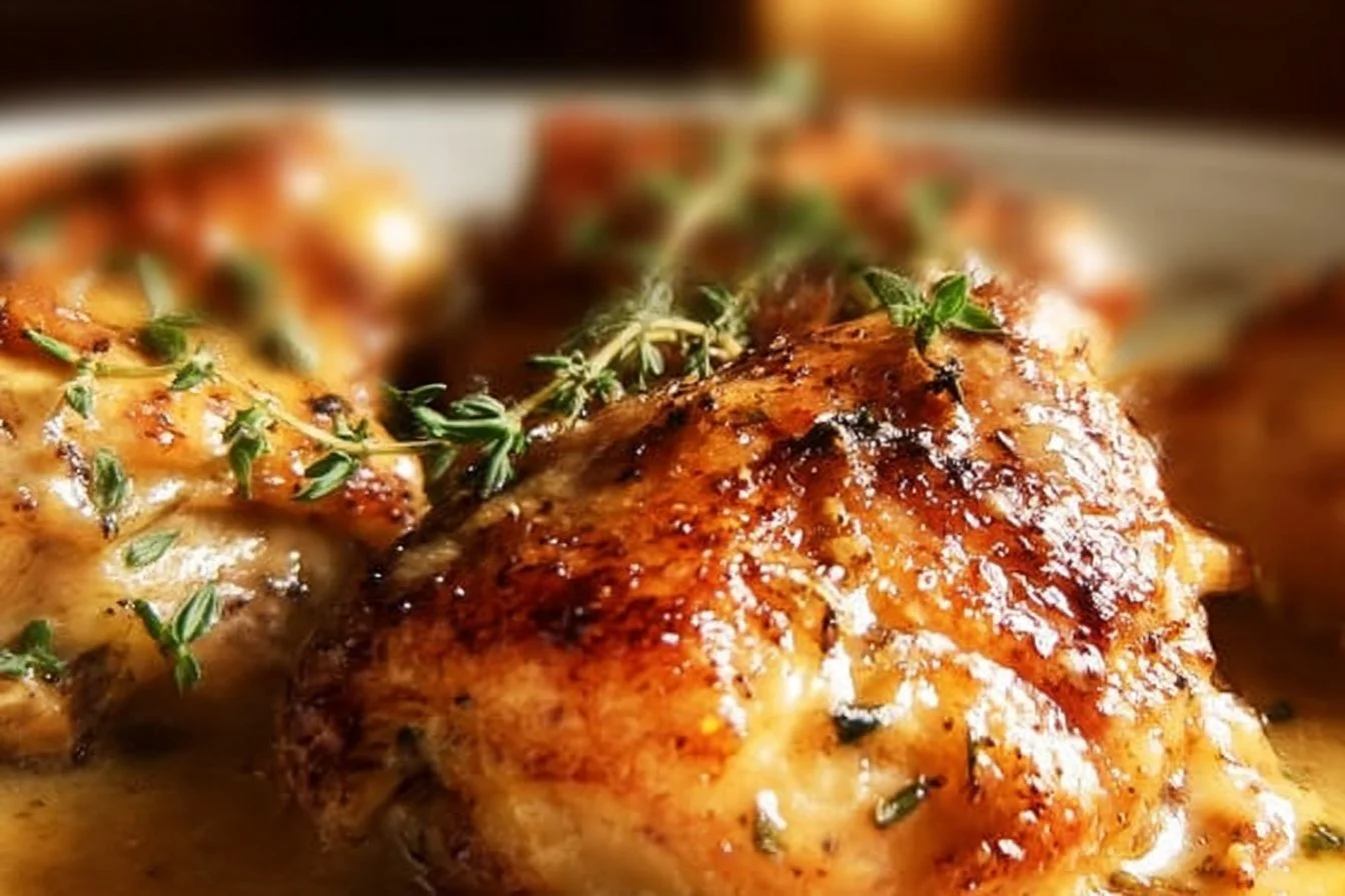 Creamy Oven Baked Chicken Thighs