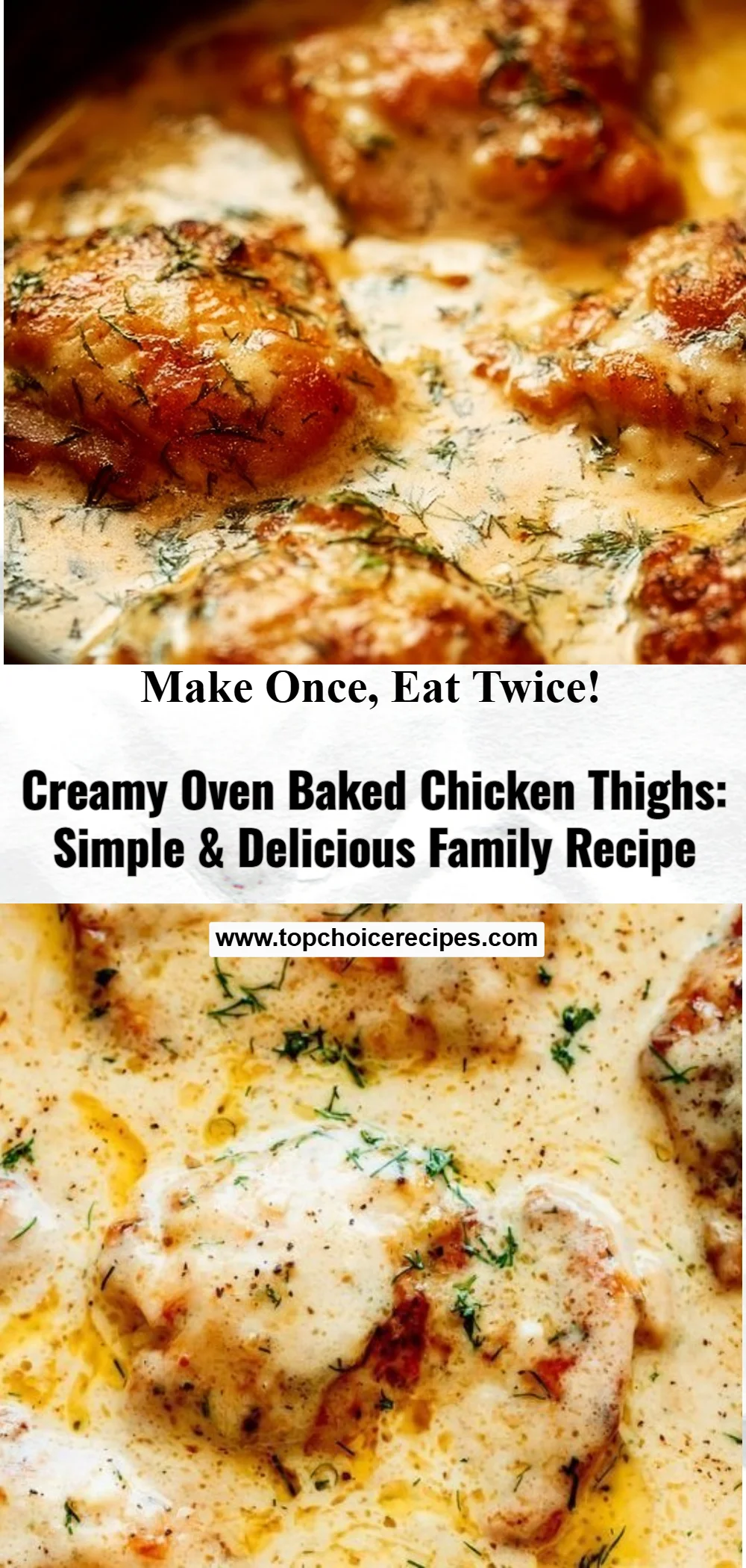 Creamy Oven Baked Chicken Thighs