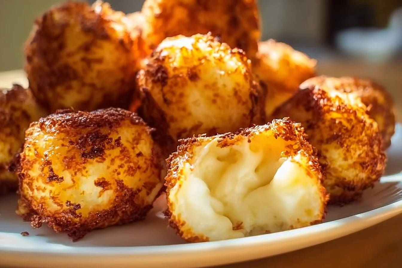 Crispy Cottage Cheese Mozzarella Bites ready to be served as a tasty snack.