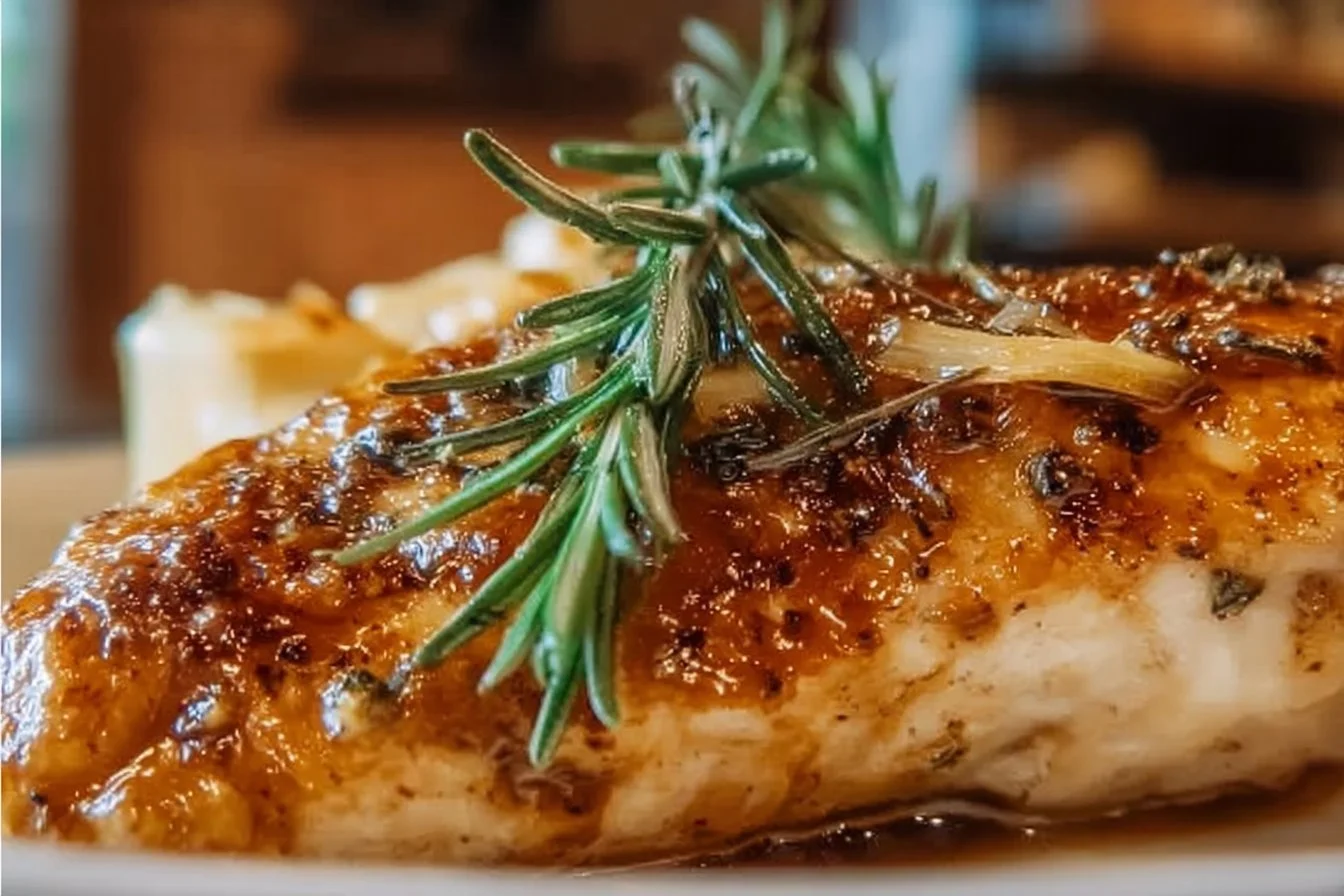 Deliciously cooked Crockpot chicken breast in a serving dish