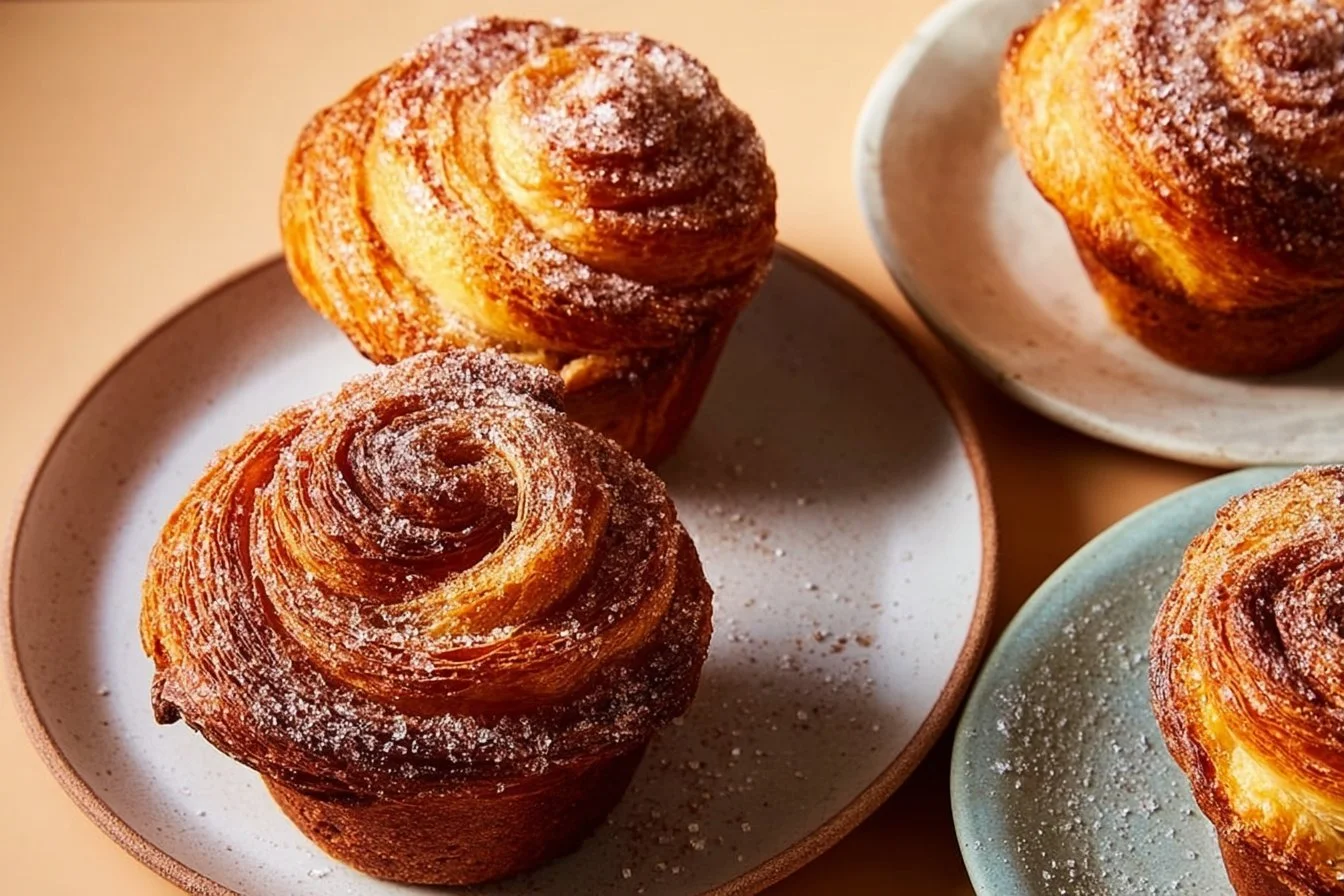 Croissant Muffins 5 Freshly baked croissant muffins with golden crust and flaky layers