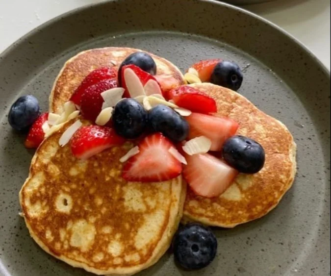 Delicious Pancakes with Berries and Almonds