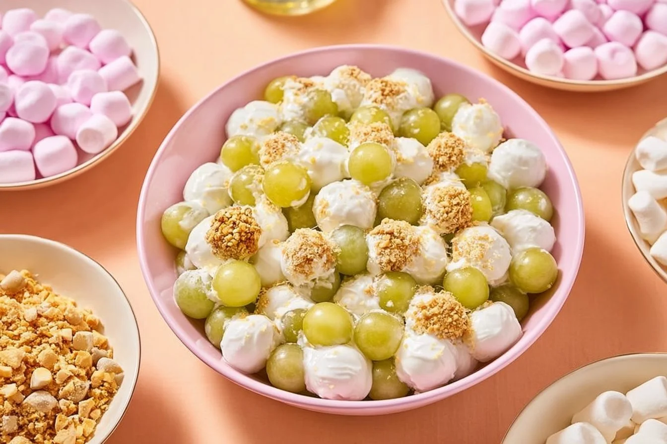 Easy Frozen Yogurt Covered Grapes 4 A bowl of easy frozen yogurt covered grapes, a delicious healthy snack.
