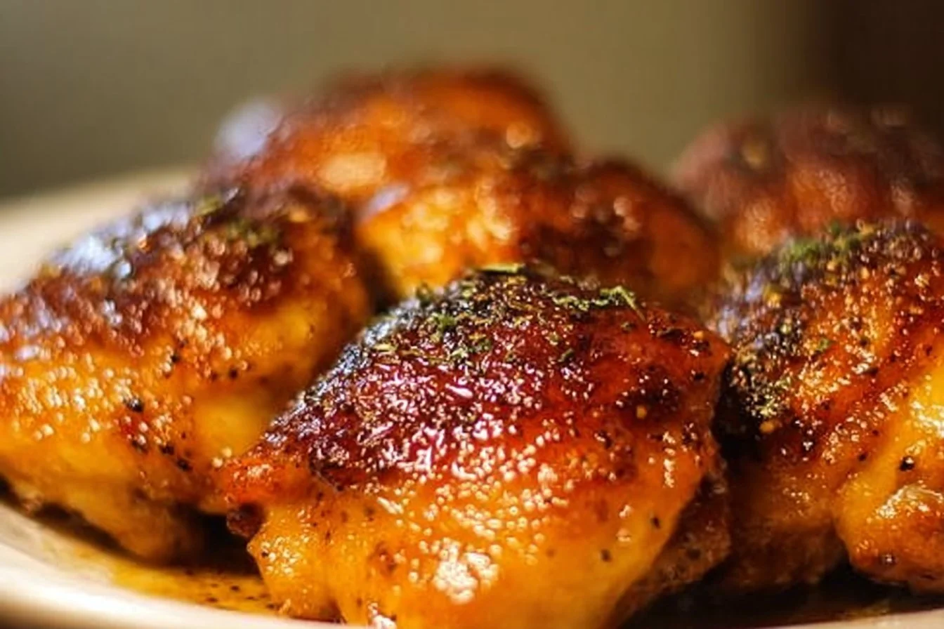 Delicious fall-off-the-bone chicken thighs served on a plate.