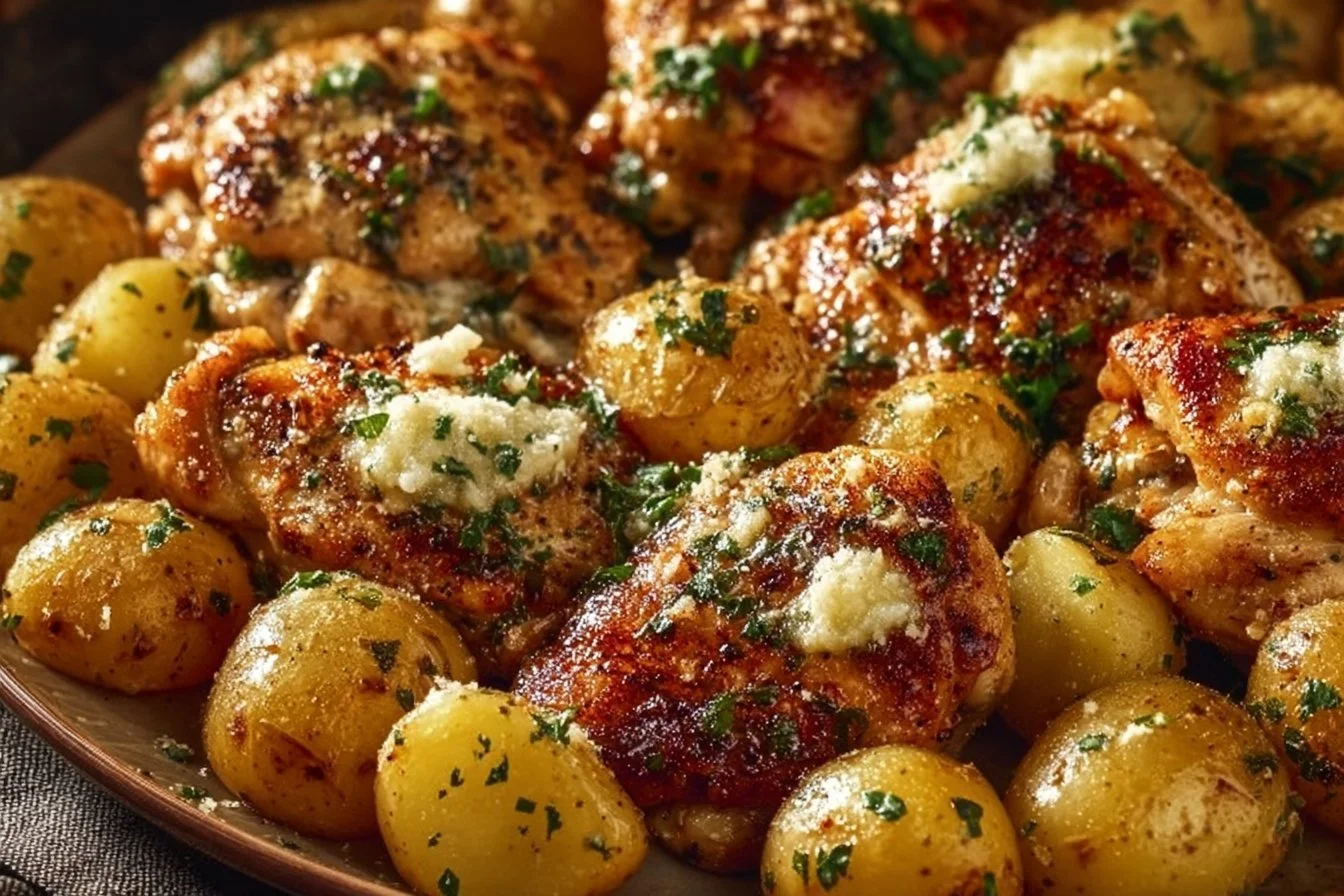 Garlic Parmesan Chicken Thighs and Potatoes