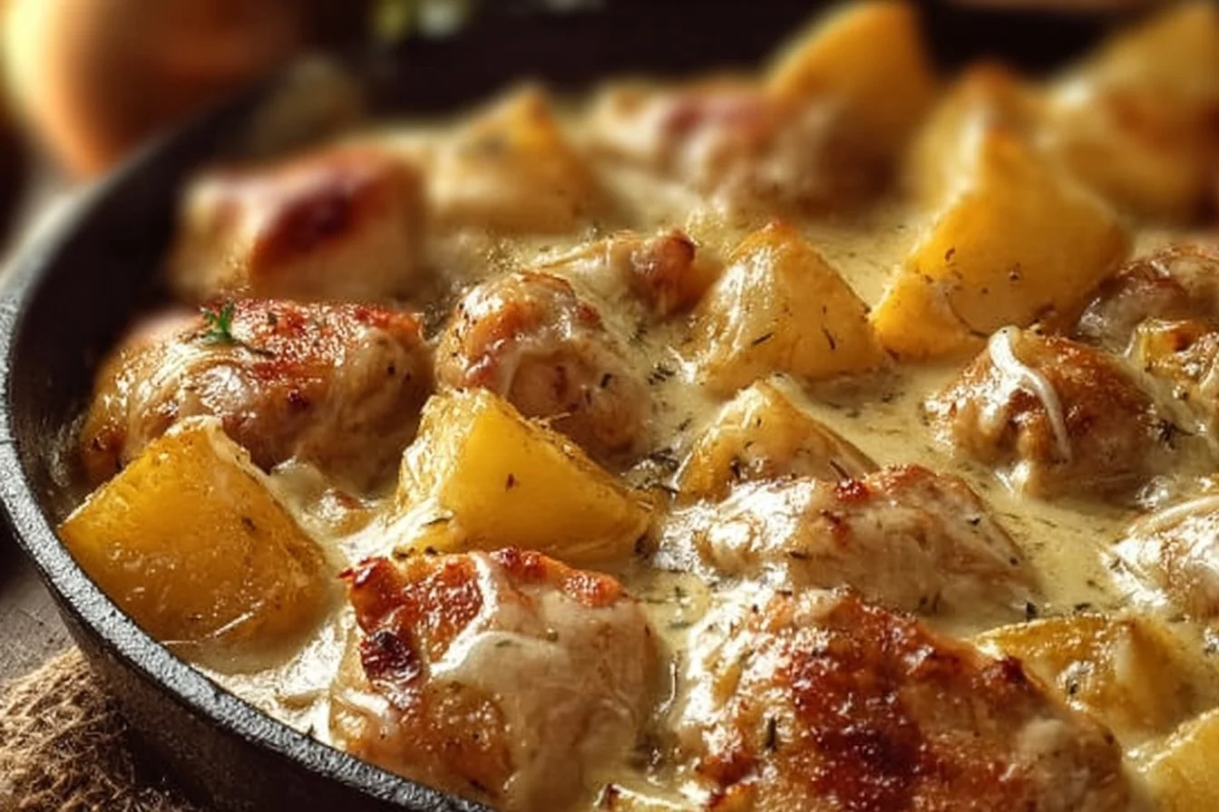 Garlic Parmesan Chicken and Potatoes cooked in a crockpot