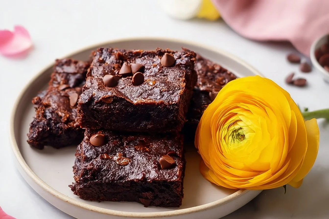 Delicious gluten-free almond flour brownies served on a plate