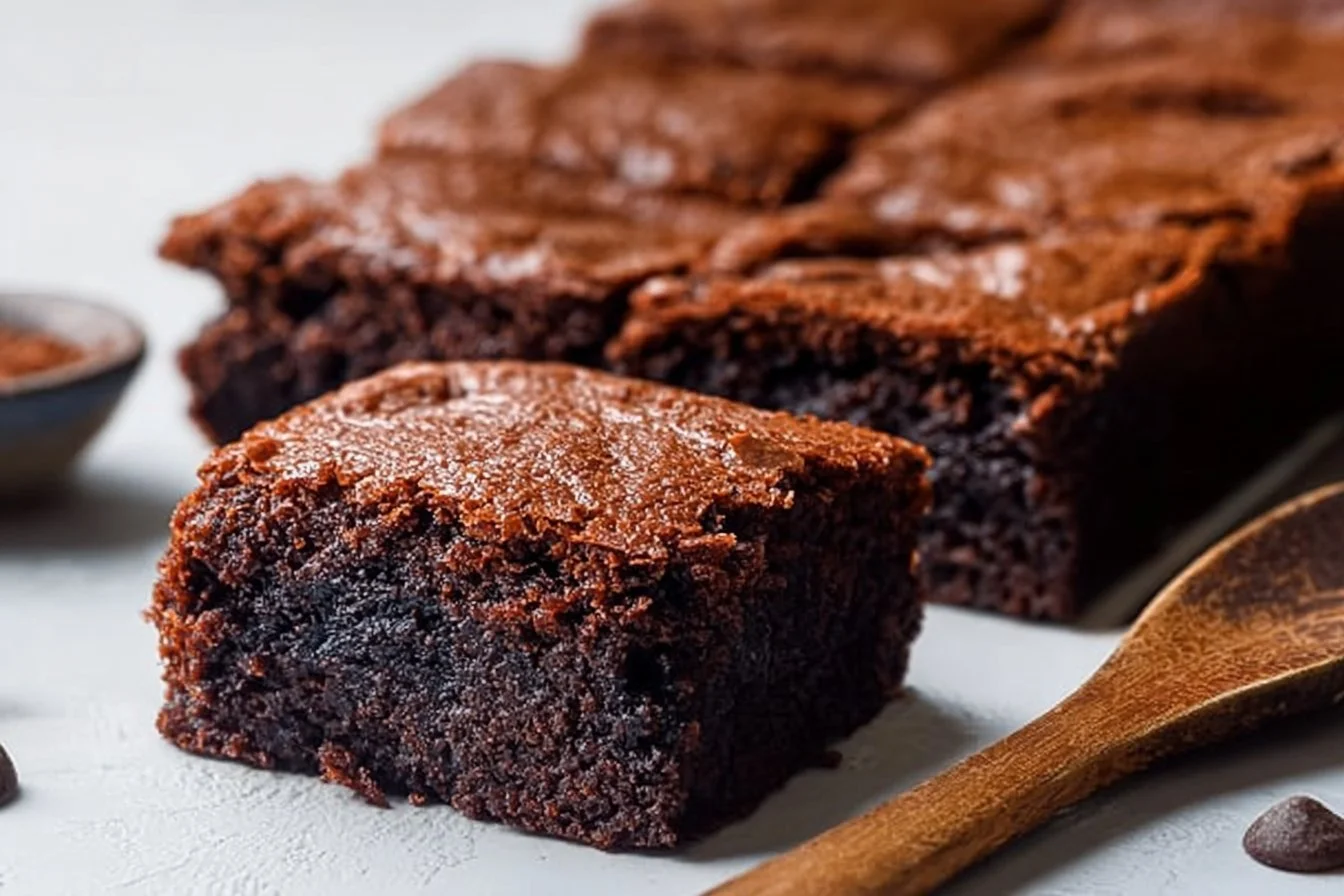 Delicious gluten free brownies topped with chocolate and nuts