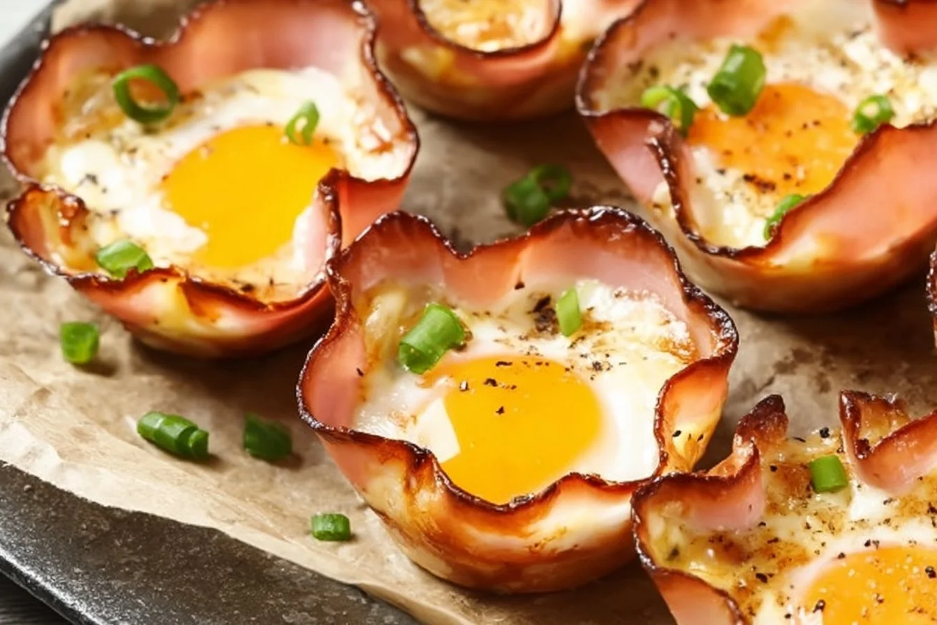 Ham and Cheese Egg Cups 5 Ham and Cheese Egg Cups baked in muffin tin for a tasty breakfast option