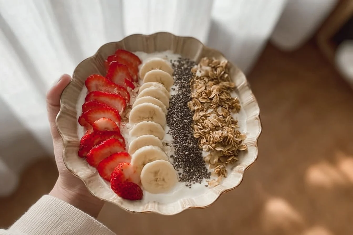 Healthy Breakfast Bowl 4 A colorful healthy breakfast bowl featuring fresh fruits, nuts, and grains.