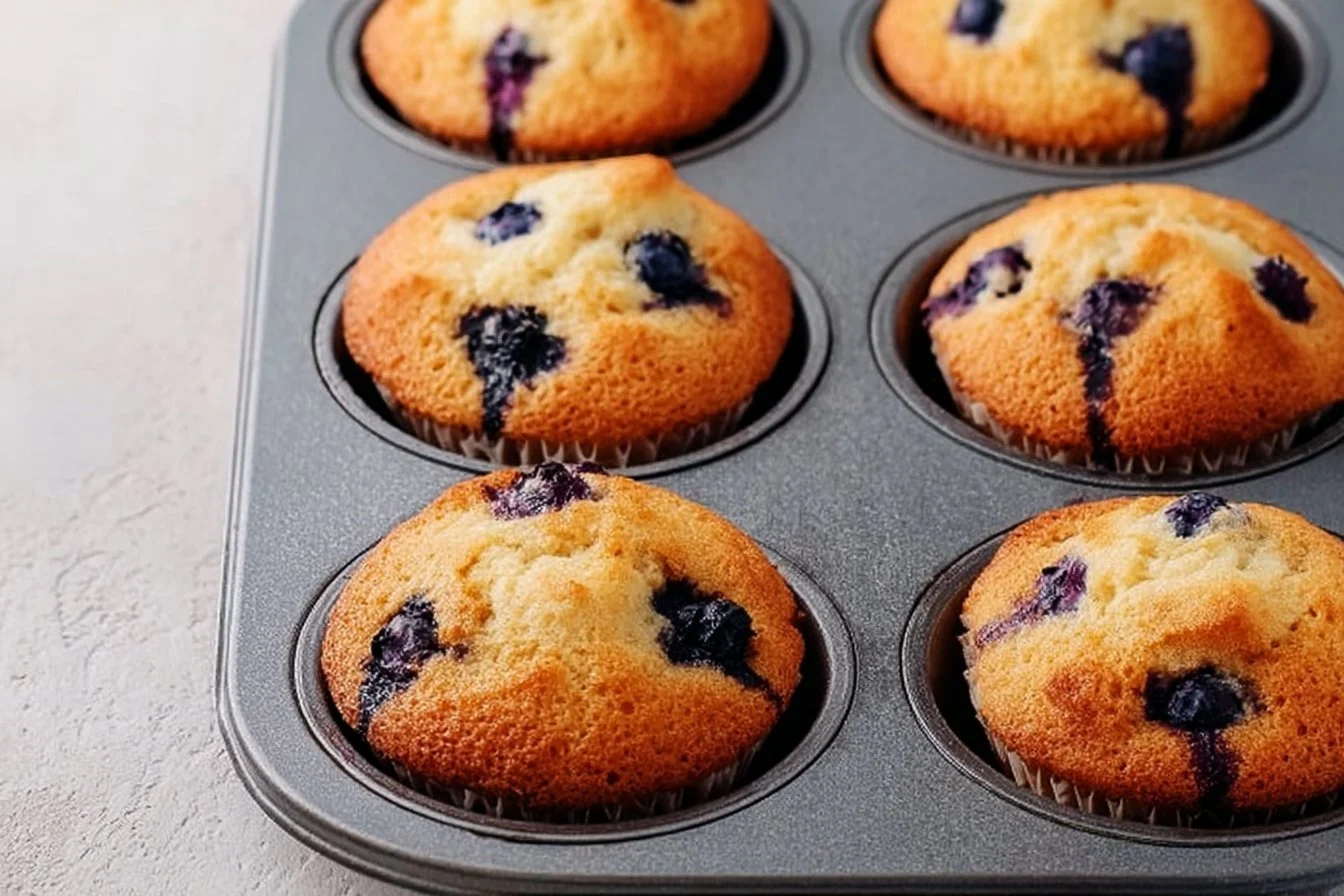 Hearty Blueberry Protein Muffins 4 Hearty blueberry protein muffins fresh out of the oven