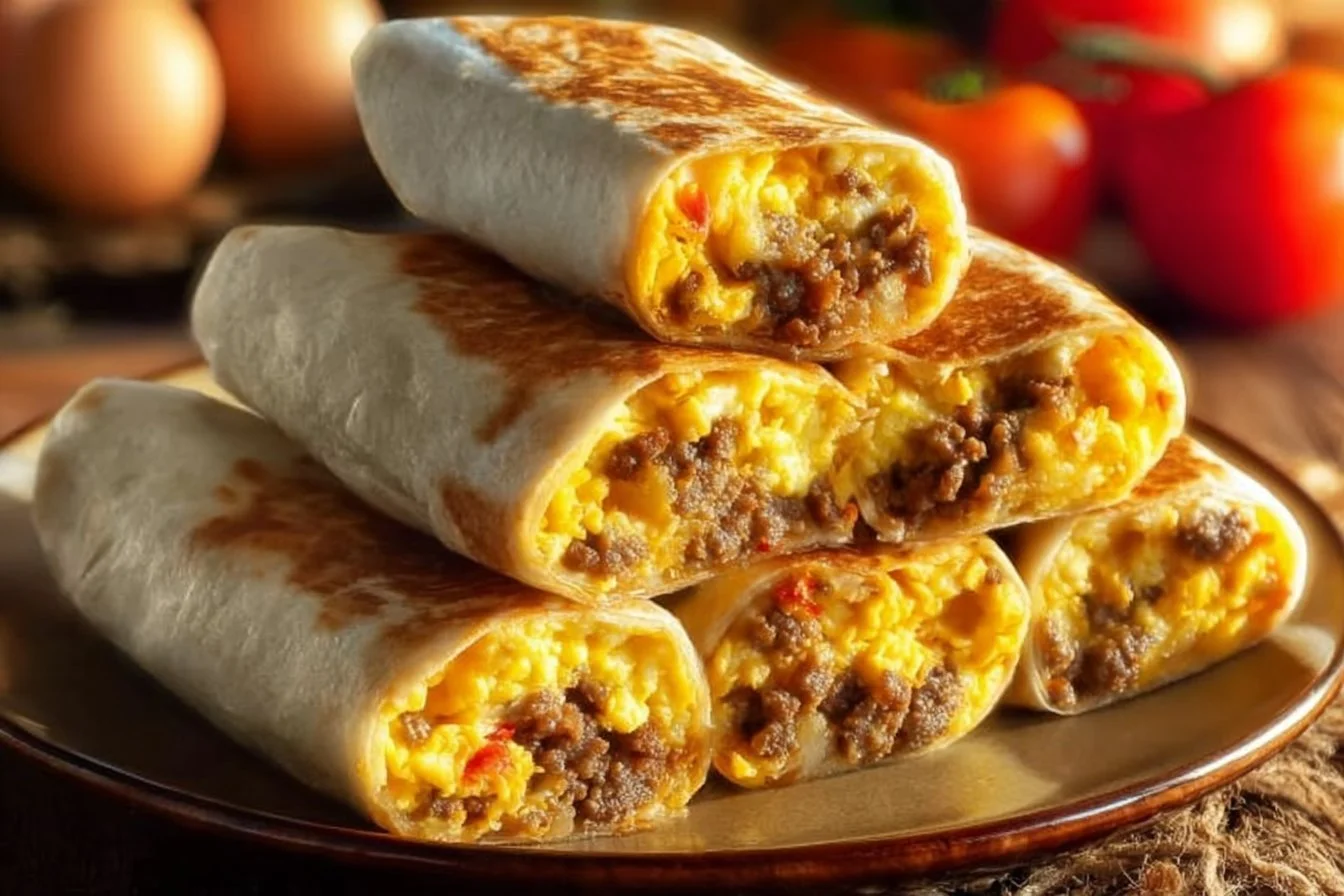 High-Protein Breakfast Burritos 5 High-protein breakfast burritos filled with eggs, beans, and veggies.