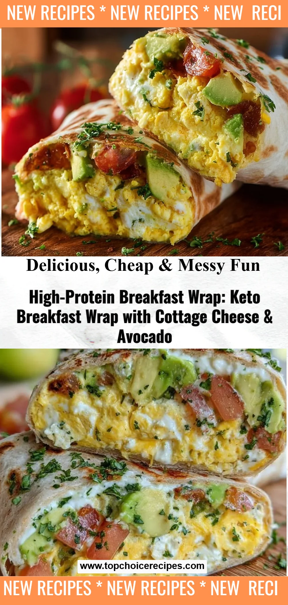 High-Protein Breakfast Wrap with Cottage Cheese and Avocado