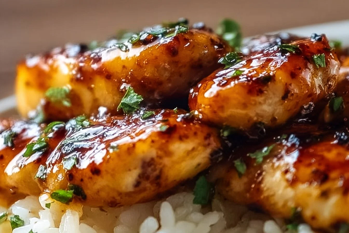 Delicious Honey Garlic Chicken Breasts served on a plate