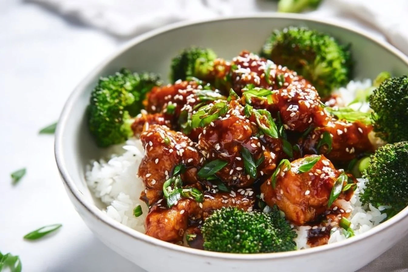 Plate of Korean Chicken served with traditional side dishes
