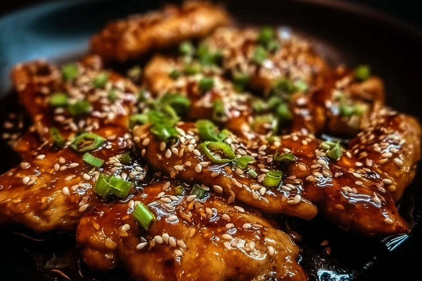 Grilled Korean chicken breasts served with rice and vegetables on a plate.