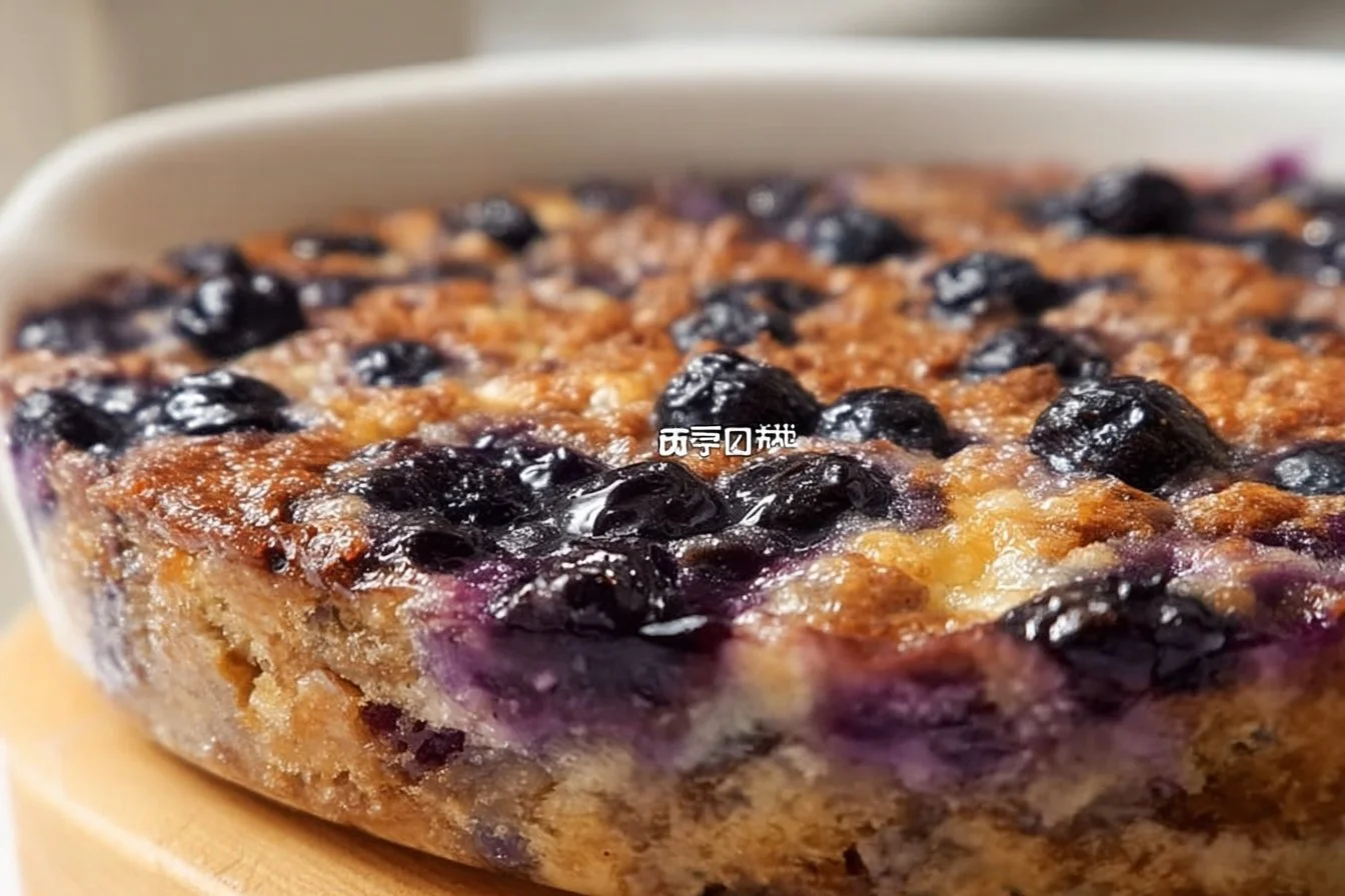 Lemon Blueberry Baked Oats served in a bowl with fresh blueberries and lemon zest.