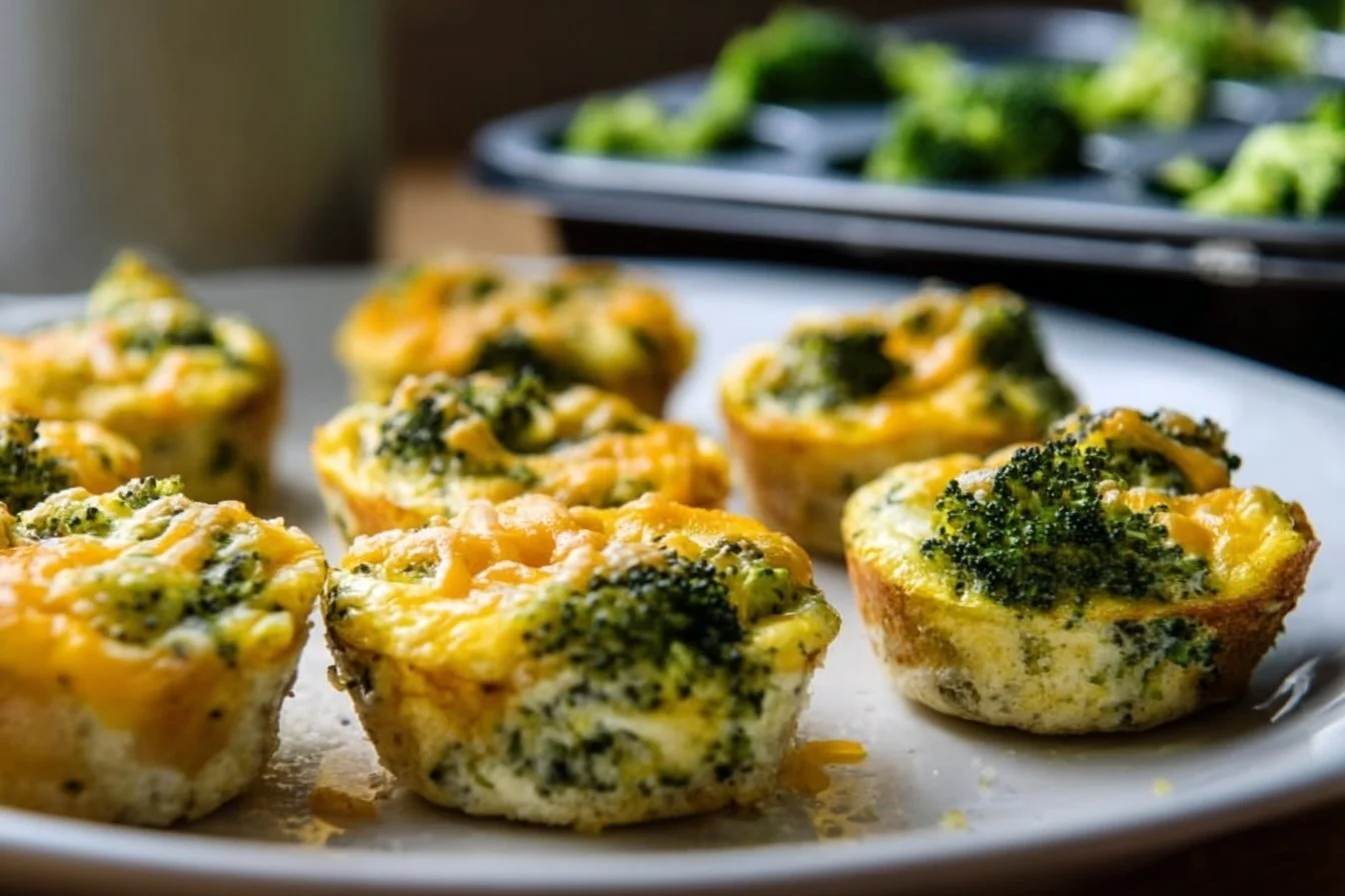 Healthy meal prep broccoli cheese egg muffins baked in muffin tin