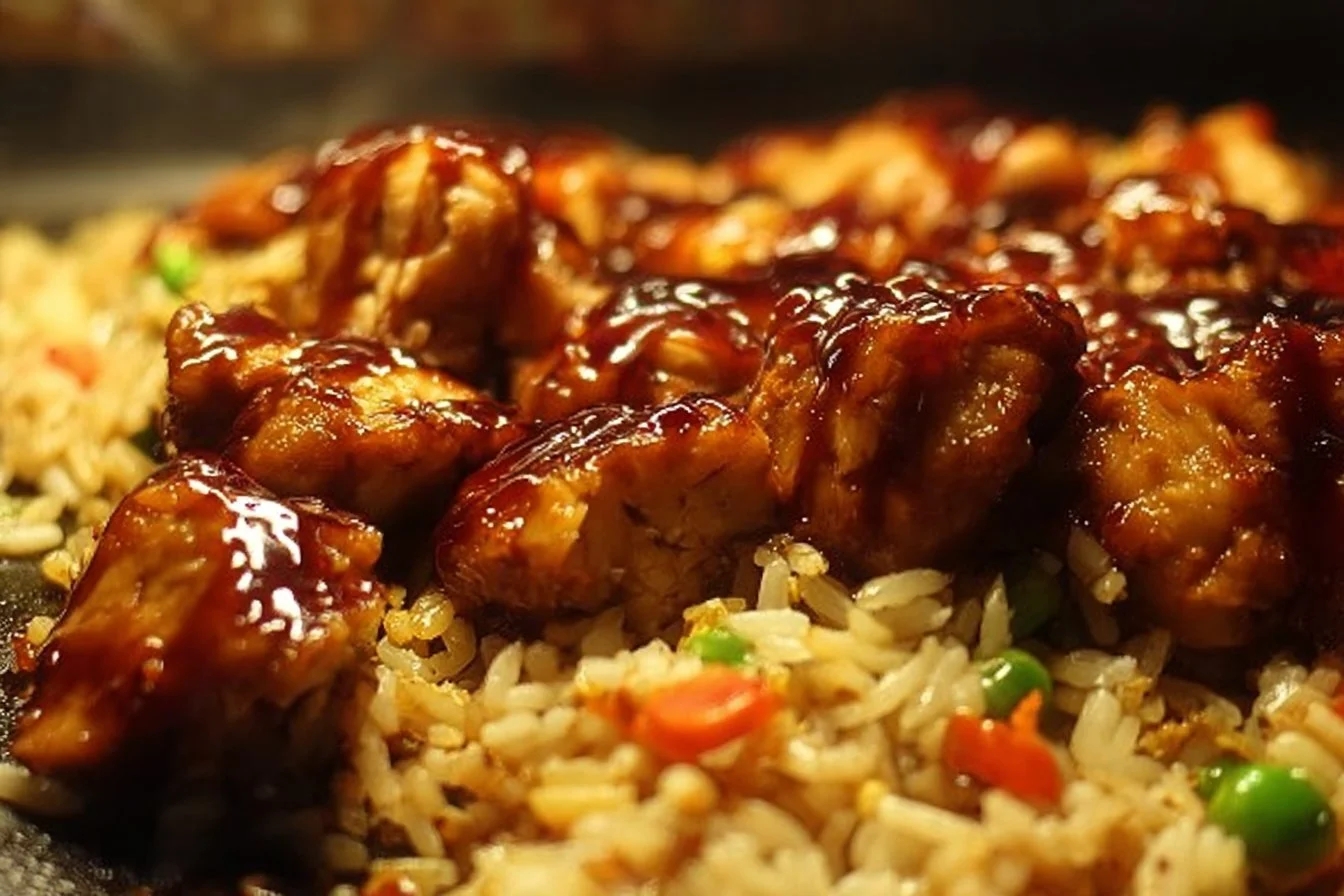 One-Pan Bold Honey BBQ Chicken Rice 1 One-Pan Bold Honey BBQ Chicken Rice dish showcasing juicy BBQ chicken and rice