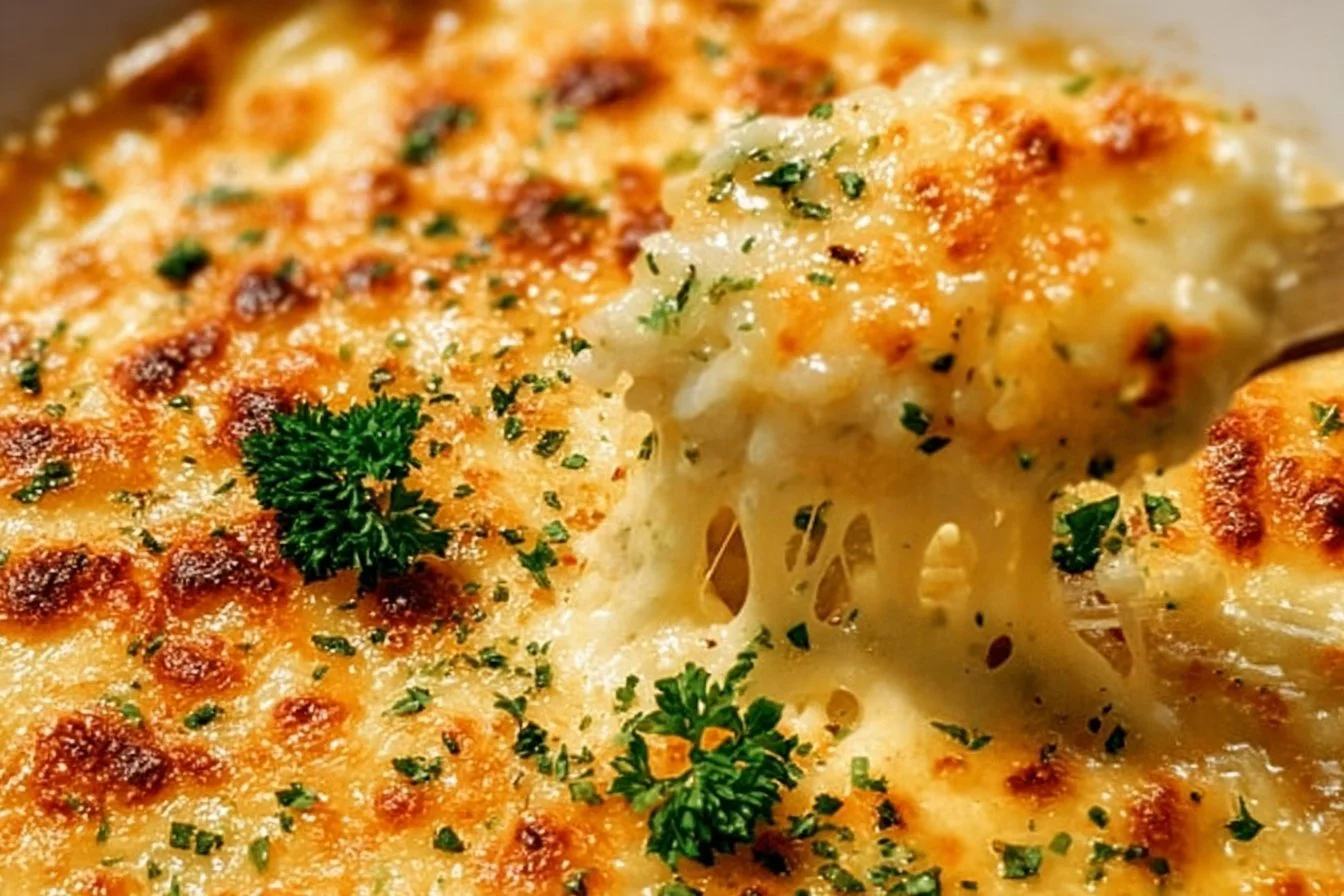 Pioneer Woman chicken and rice casserole served in a baking dish